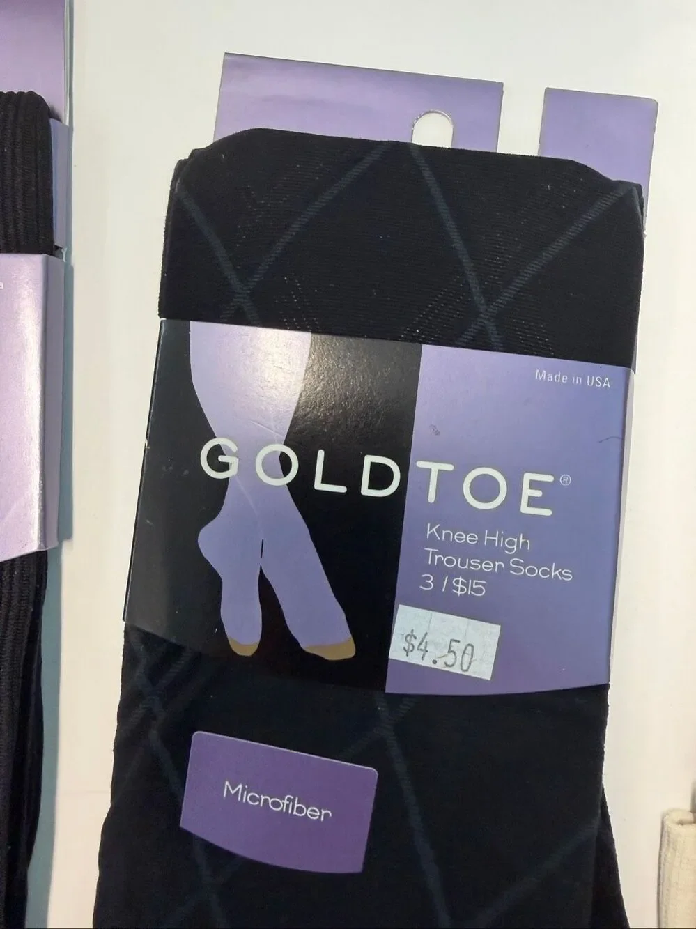 3 Pairs Goldtone Knee High Trouser Socks Womens Size 6-9 NEW TAGS Black Cream